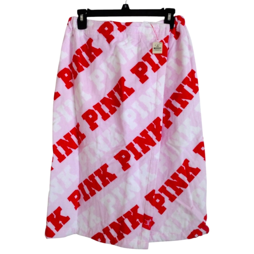 Pink Victoria's Secret NWT wrap towel Pastel pink red Logo 27" x 55"